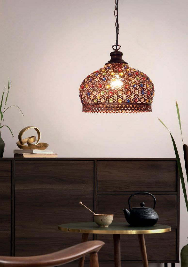 eglo-jadida-pendelleuchte-orientalische-vintage-h-ngelampe-antik-kupfer-mit-farb image 3