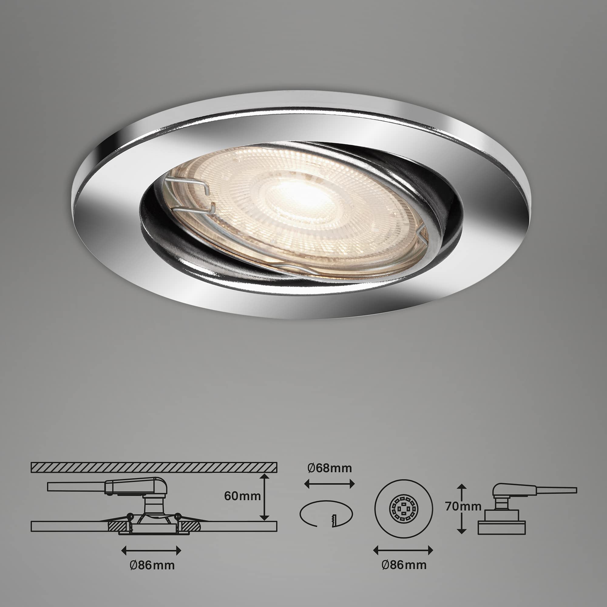 briloner-led-einbauleuchten-3er-set-chrom-gu10-5w-460lm-3000k-schwenkbar-dimmbar image 8