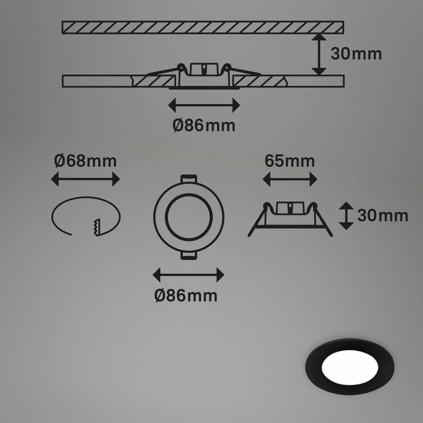 briloner-3er-set-led-einbaustrahler-ultraflach-ip65-schwarz image 6