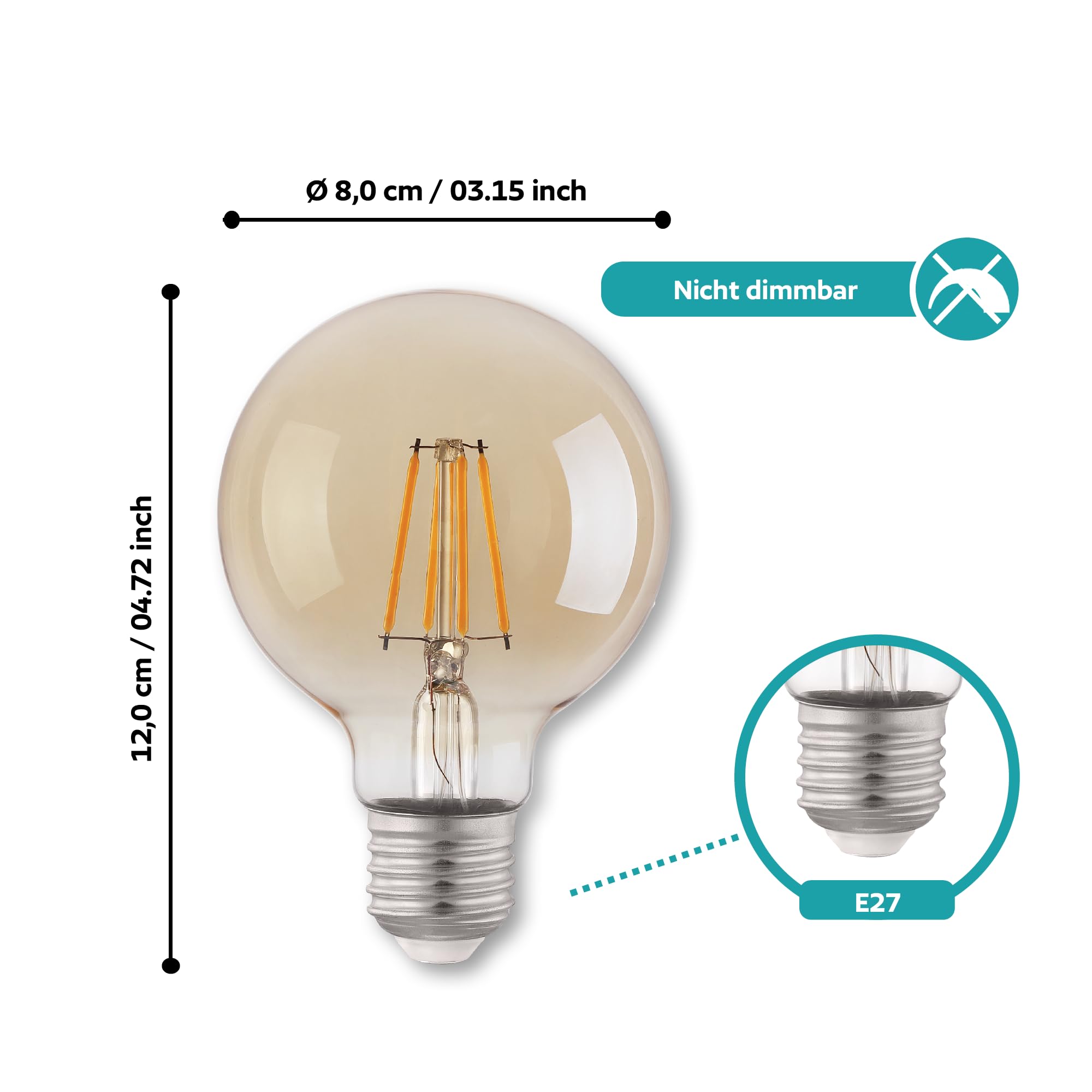 eglo-edison-vintage-3er-set-e27-led-globe-g80-amber-4w-2200k image 2