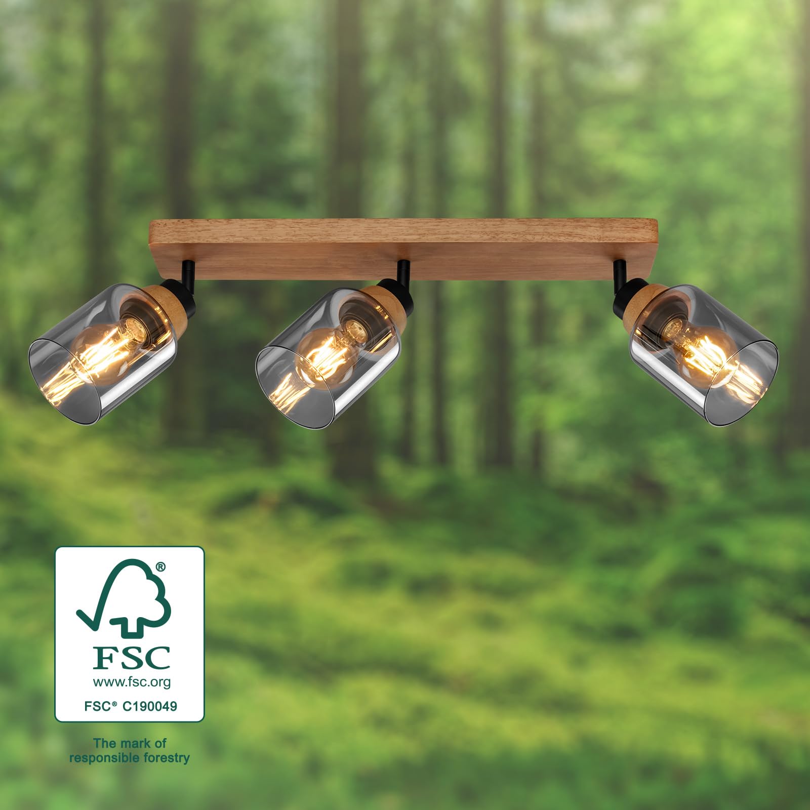 briloner-deckenlampe-3-flammig-mit-rauchglas-schwenkbar-schwarz-holz image 3