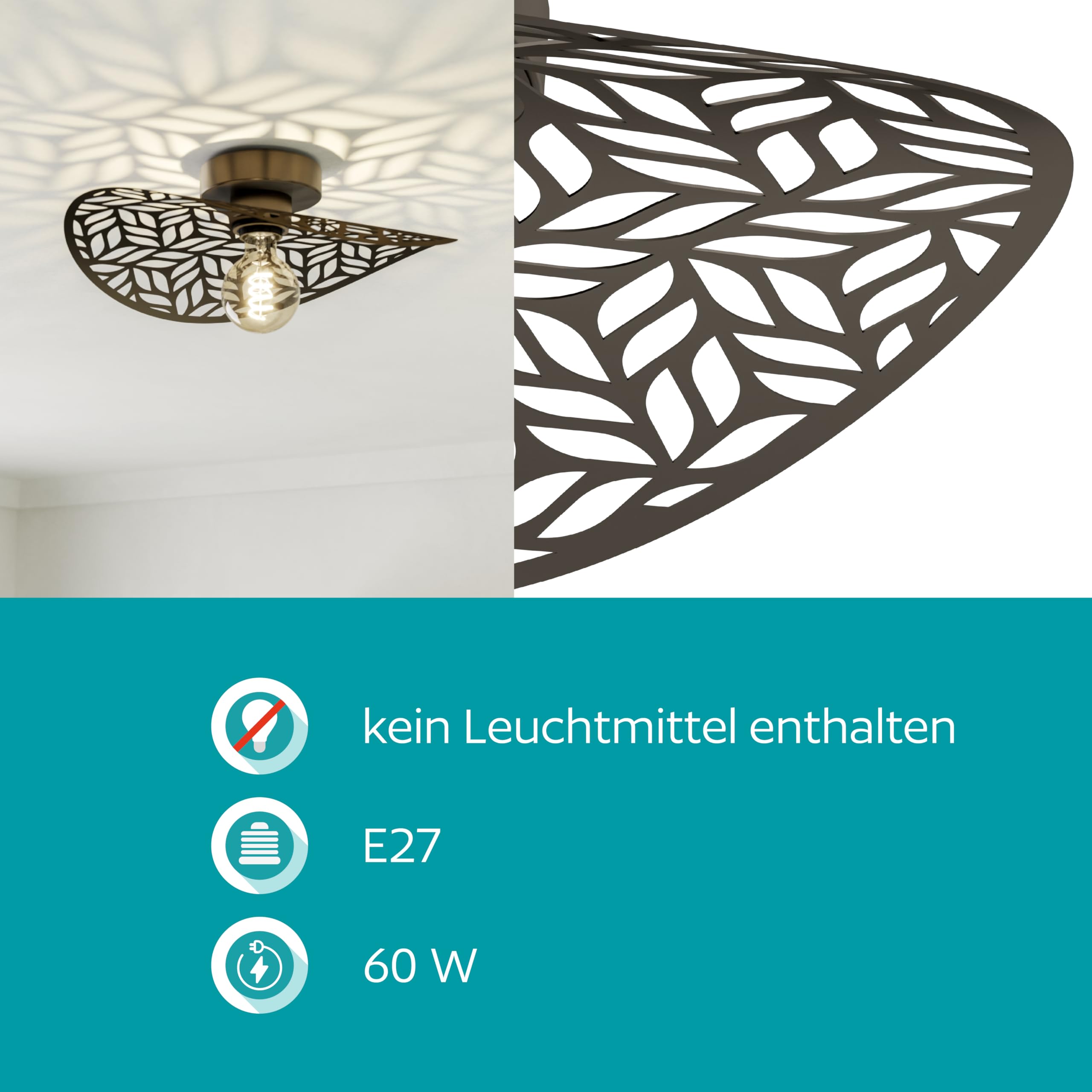 eglo-swaby-deckenlampe-40-cm-stahl-bronze-mit-blatt-dekor-e27 image 4
