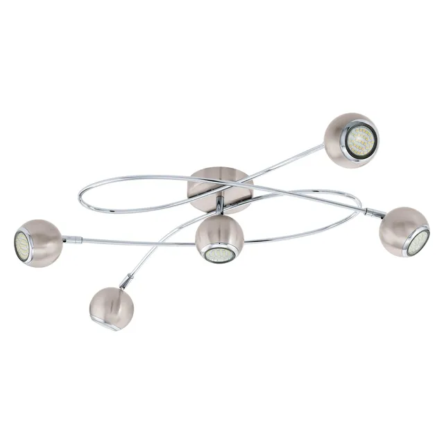 eglo-locanda-led-deckenleuchte-5-flammig-gu10-spots-schwenkbar-nickel-matt-chrom image 1