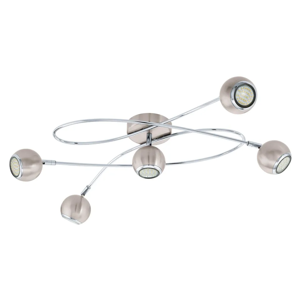 eglo-locanda-led-deckenleuchte-5-flammig-gu10-spots-schwenkbar-nickel-matt-chrom image 1