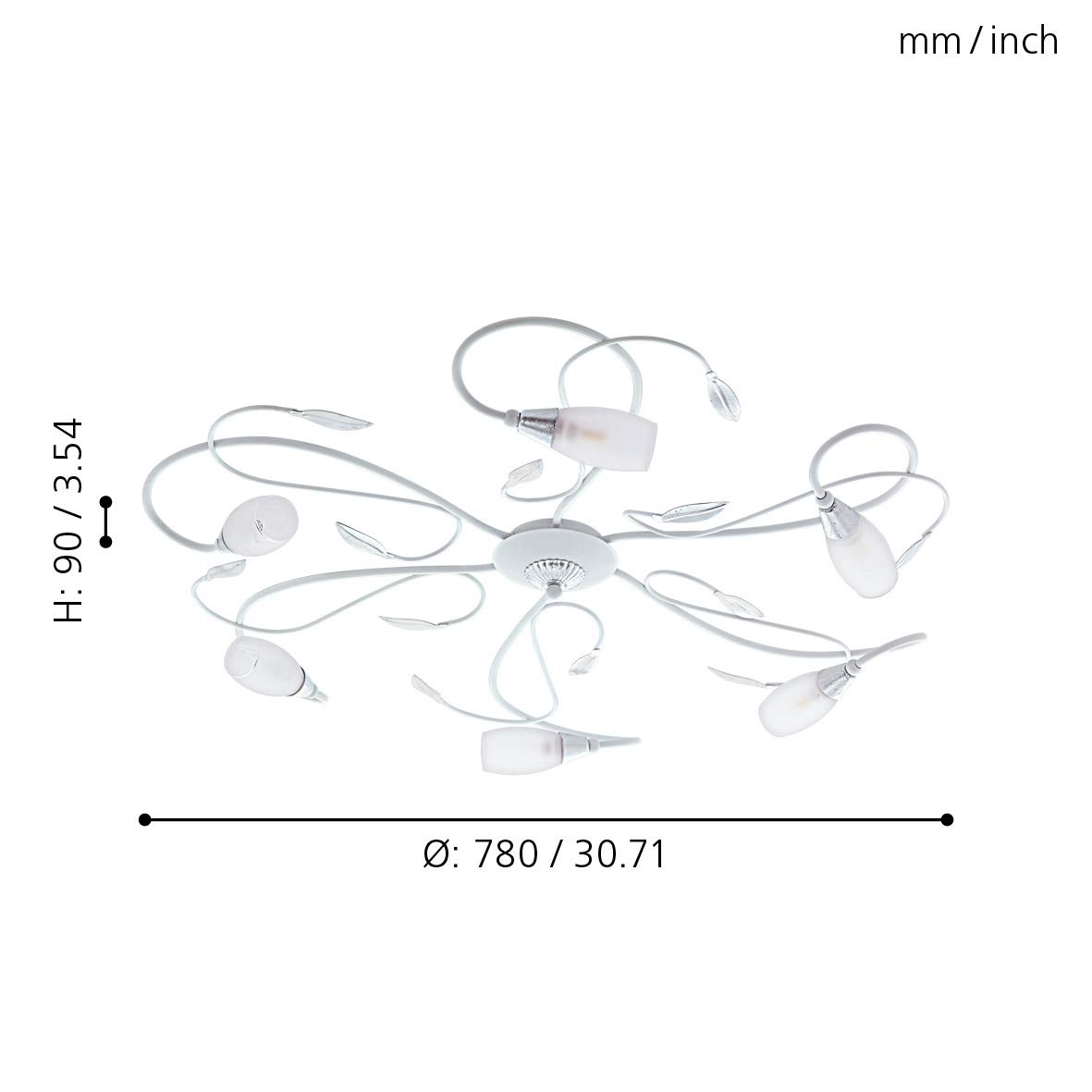 eglo-gerbera-2-led-deckenleuchte-6-flammig-wei-retro-78-cm-g9-warmwei image 3