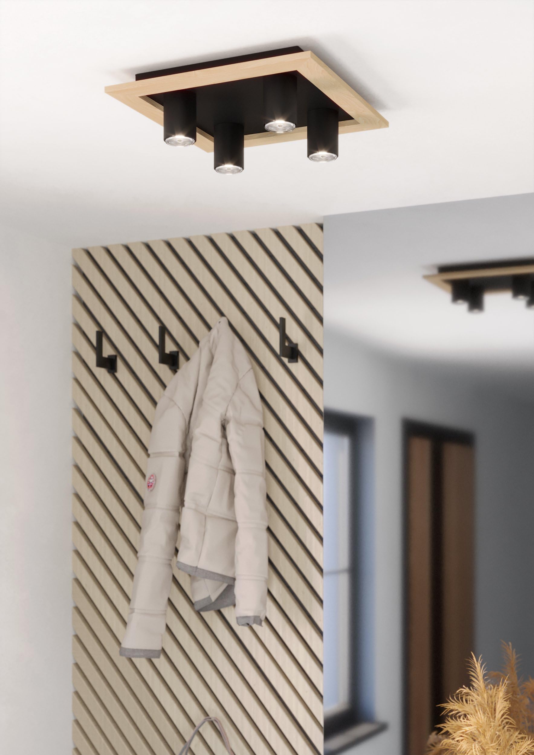 eglo-valcasotto-led-deckenleuchte-4-flammig-37x37-cm-schwarz-holz-gu10-warmwei image 2