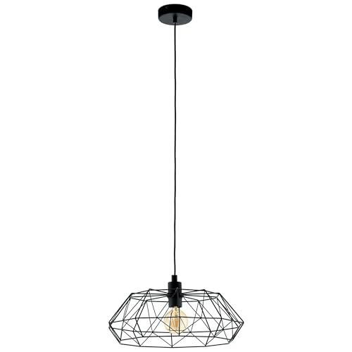 eglo-carlton-2-vintage-pendelleuchte-e27-drahtschirm-45-5cm-schwarz image 4