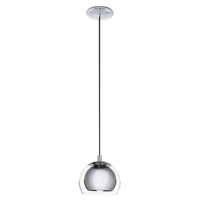 eglo-rocamar-pendelleuchte-1-flammig-h-ngelampe-metall-chrom-glas-klar-e27 image 1
