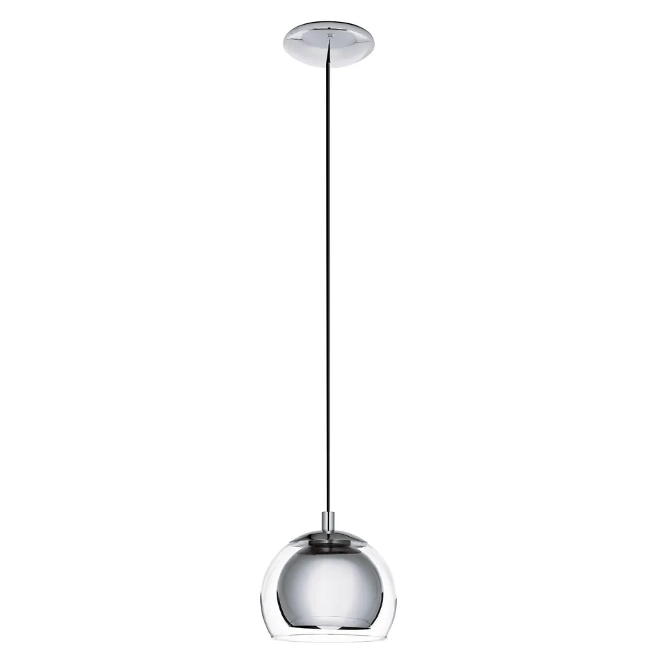 eglo-rocamar-pendelleuchte-1-flammig-h-ngelampe-metall-chrom-glas-klar-e27 image 1