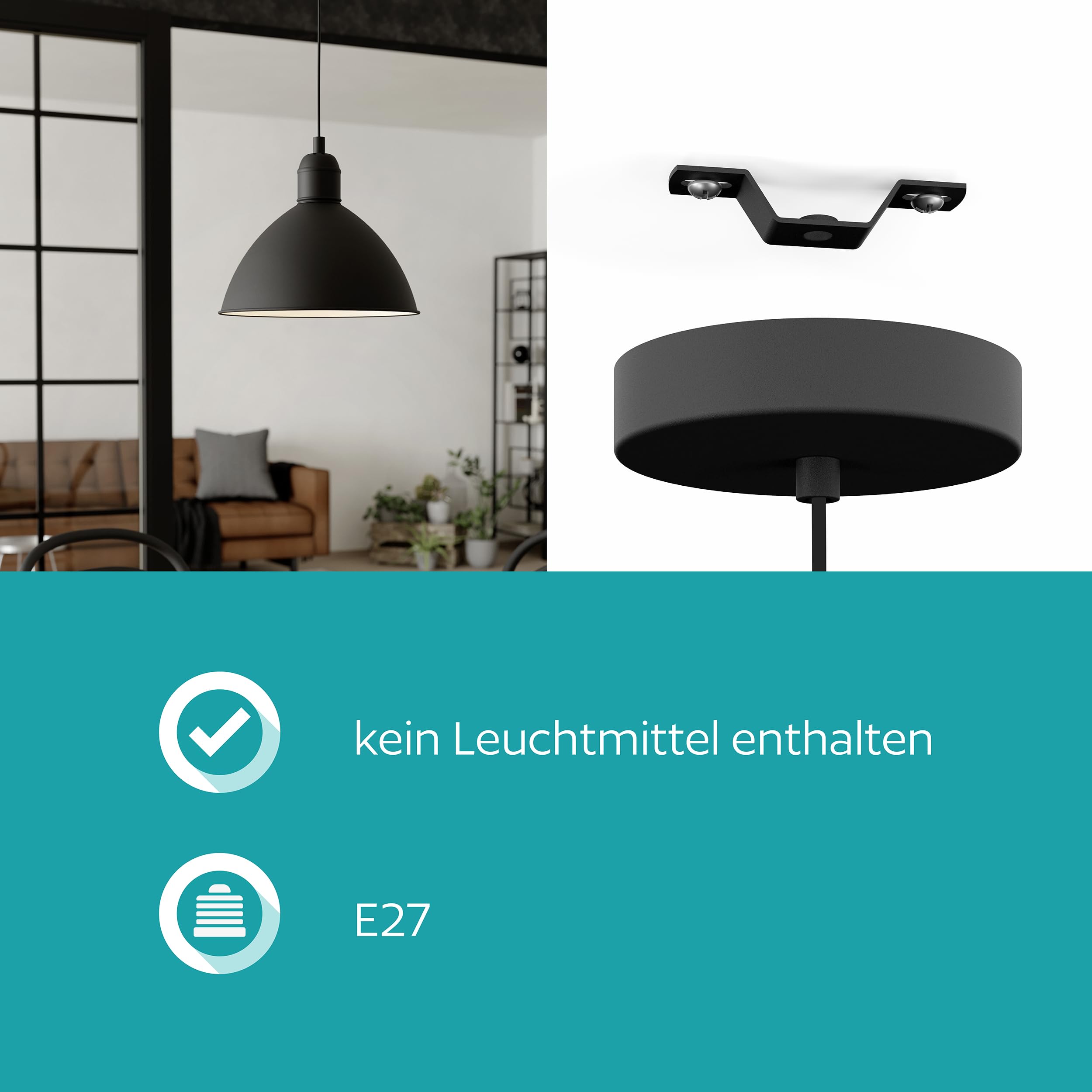 eglo-priddy-pendellampe-30-5-cm-metall-schwarz-wei-e27 image 4