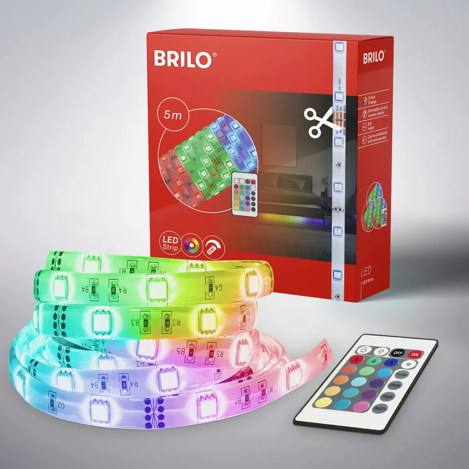 briloner-led-strip-5-m-rgb-mit-fernbedienung-150-leds-24w-selbstklebend image 1