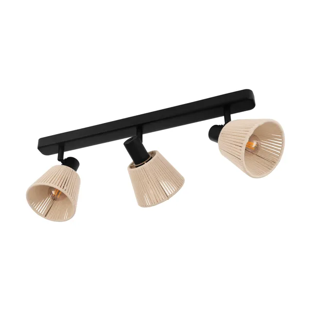 eglo-seagard-deckenlampe-3-flammig-spot-deckenleuchte-e14-stahl-schwarz-mit-jute image 1