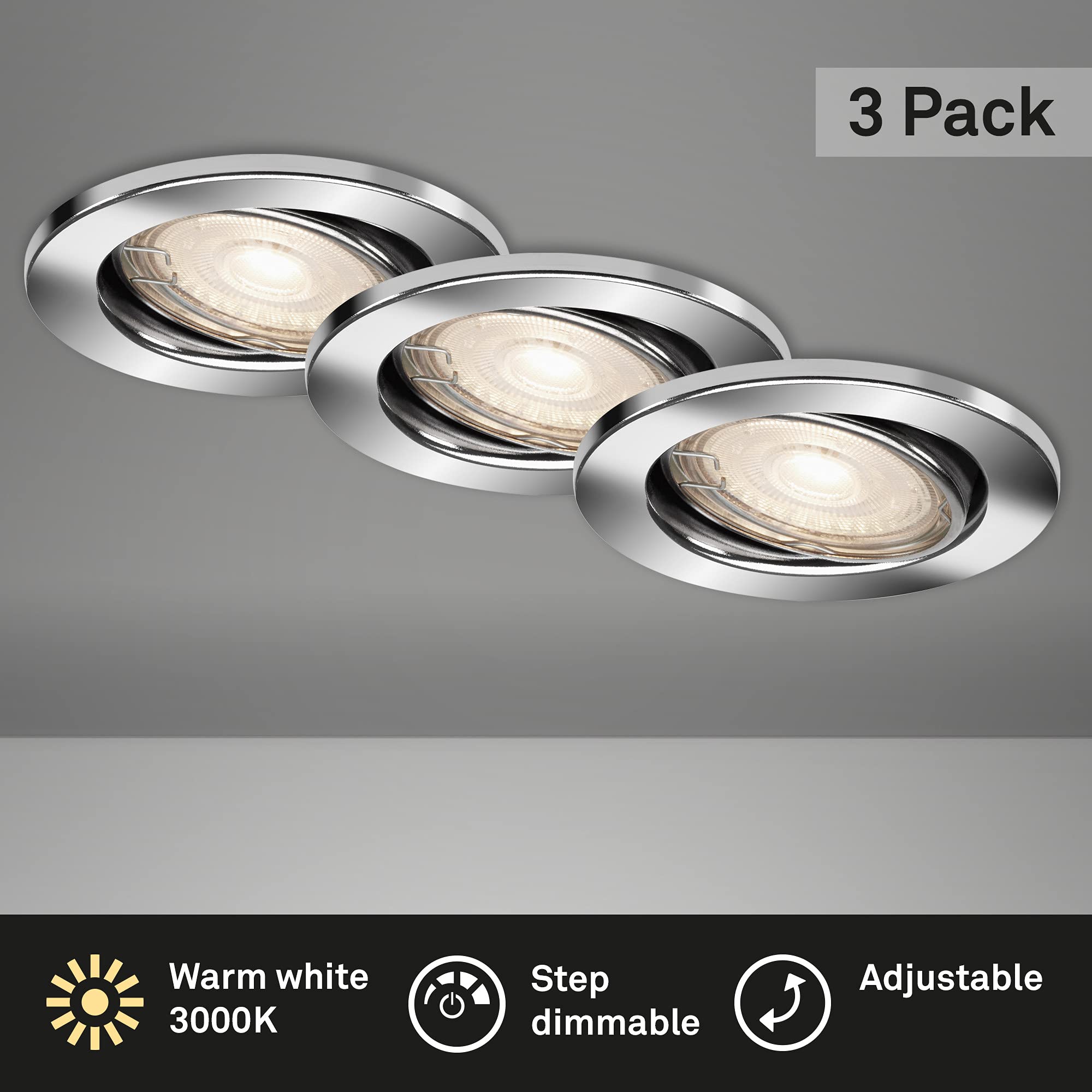 briloner-led-einbauleuchten-3er-set-chrom-gu10-5w-460lm-3000k-schwenkbar-dimmbar image 2