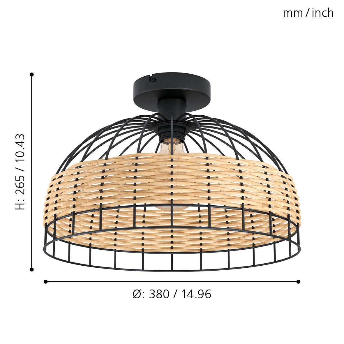 eglo-anwick-deckenlampe-vintage-boho-rattan-e27-38-cm image 5