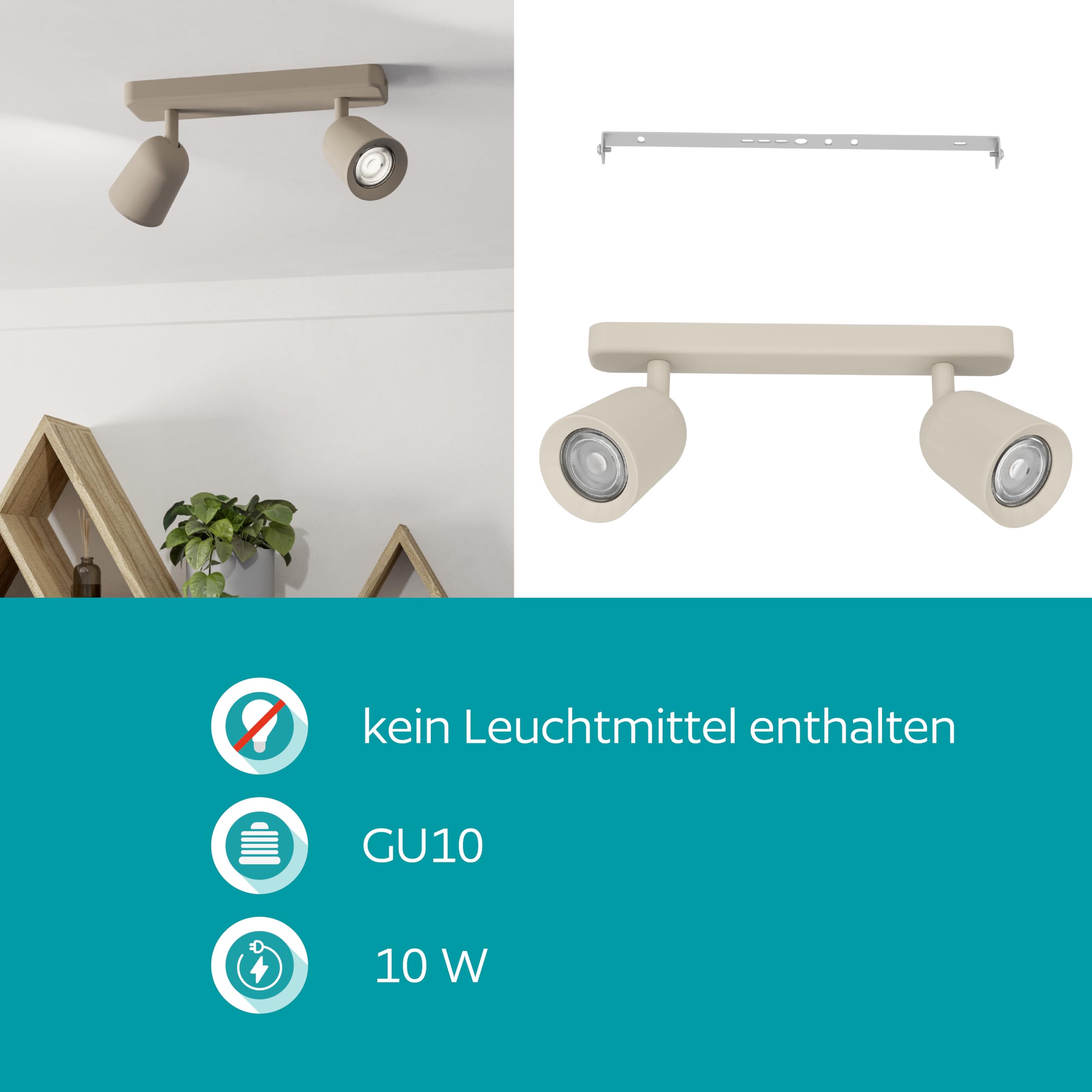 eglo-camaldoli-deckenlampe-2-flammig-spotbalken-sandfarben-30-cm-gu10 image 4