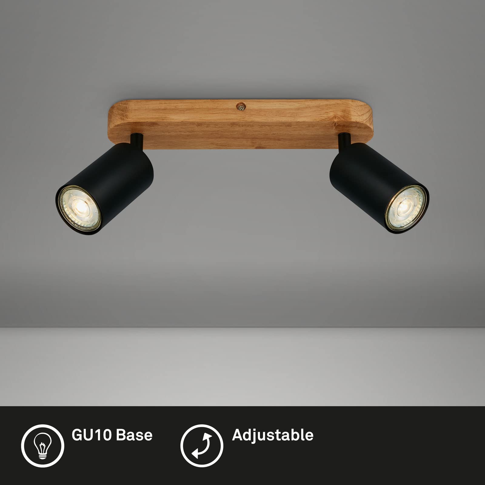 briloner-2922-025-deckenlampe-retro-2-flammig-schwarz-holz-gu10-spot image 2