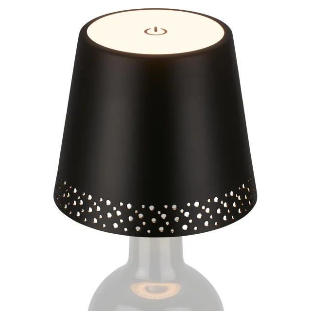briloner-led-flaschenaufsatz-akku-touch-dimmbar-schwarz-11x9cm-ip44 image 1
