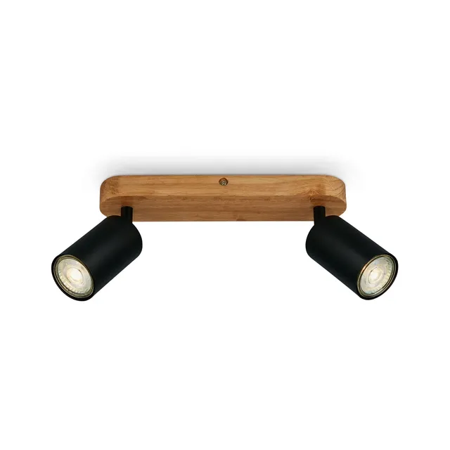 briloner-2922-025-deckenlampe-retro-2-flammig-schwarz-holz-gu10-spot image 1