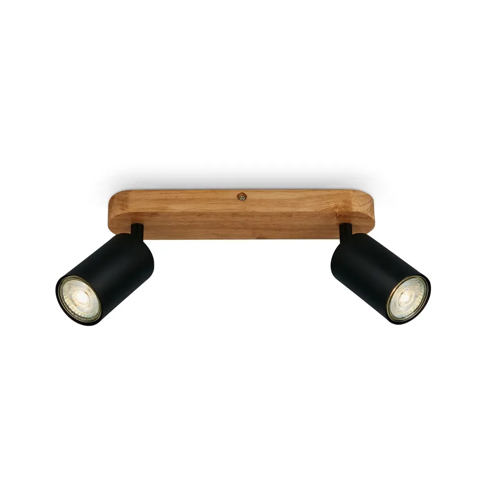 briloner-2922-025-deckenlampe-retro-2-flammig-schwarz-holz-gu10-spot image 1