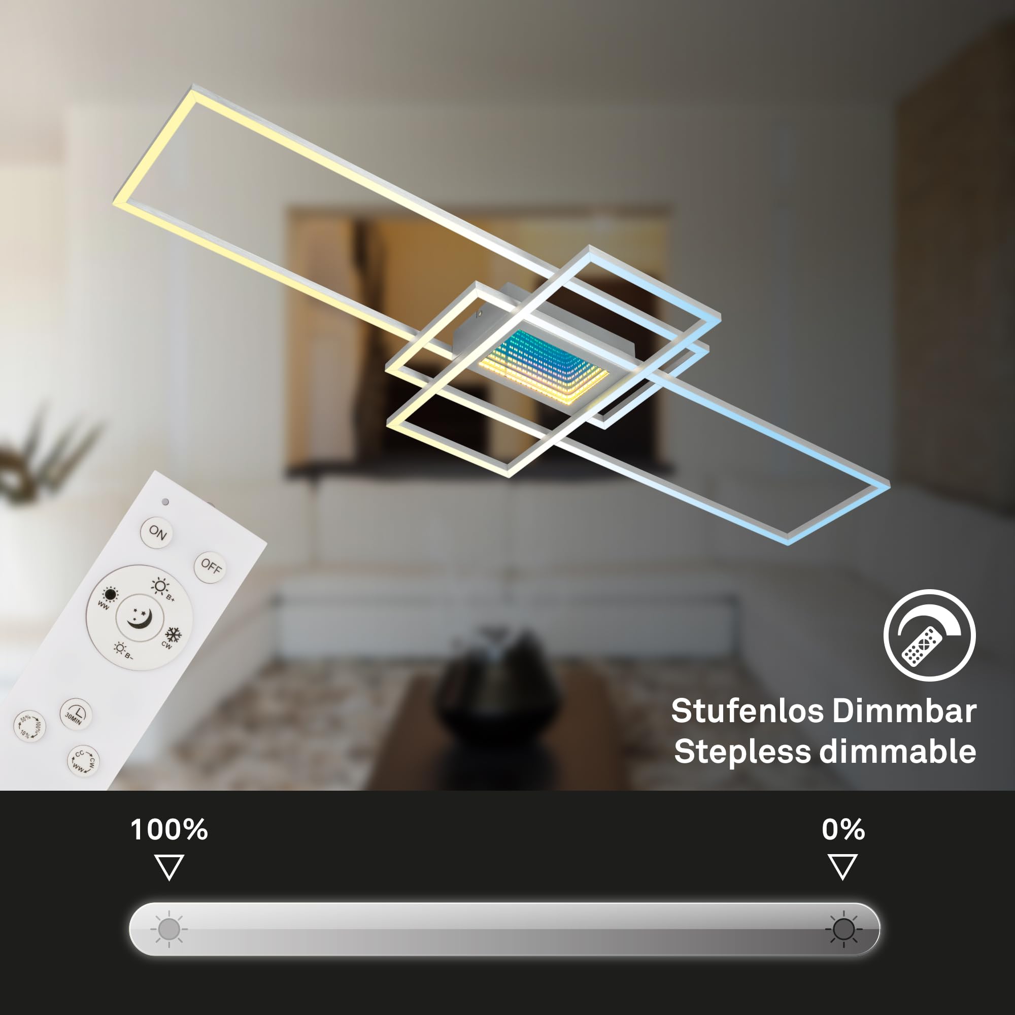 briloner-led-deckenlampe-infinity-spiegel-3d-tunneleffekt-dimmbar-110x42-cm-alu image 7