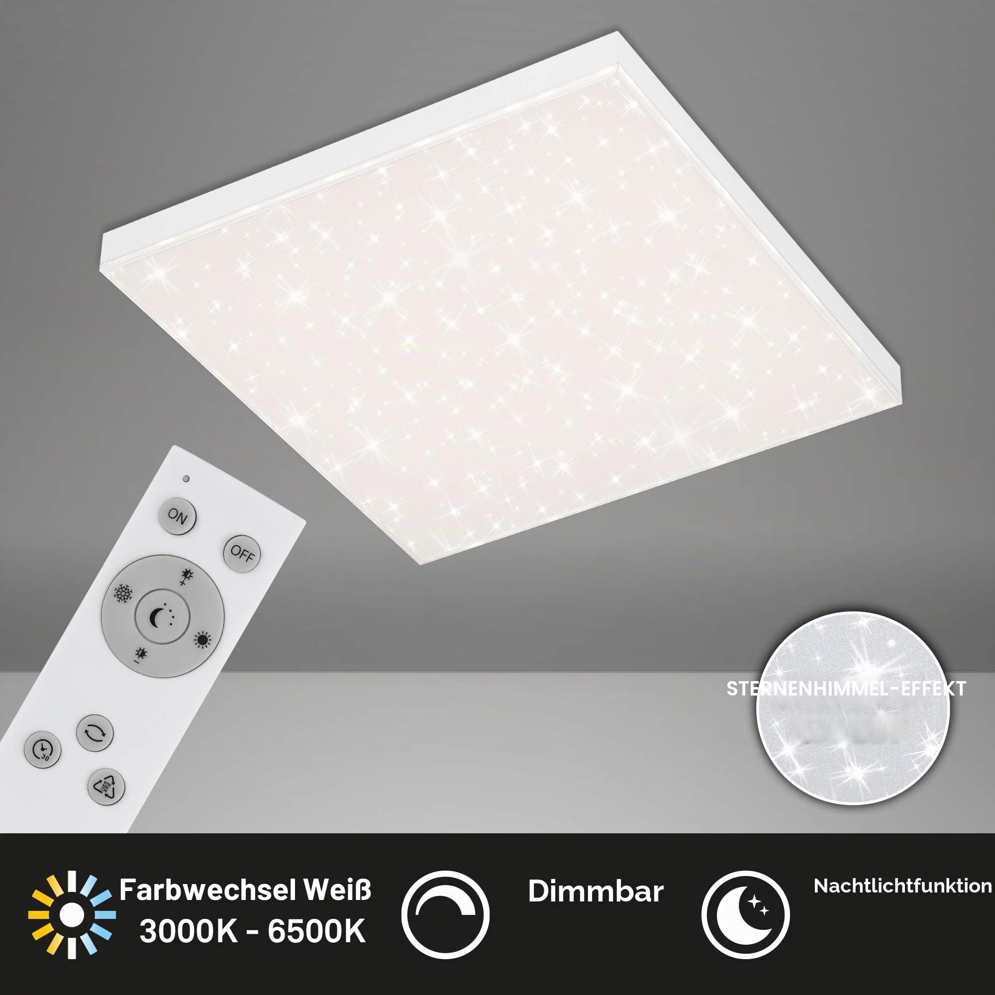 briloner-led-panel-45x45cm-dimmbar-deckenleuchte-mit-sternenhimmel-fernbedienung image 2
