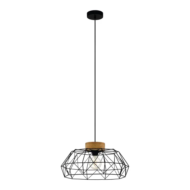 eglo-padstow-pendelleuchte-vintage-industrial-schwarz-holz-e27-44-5-cm image 1