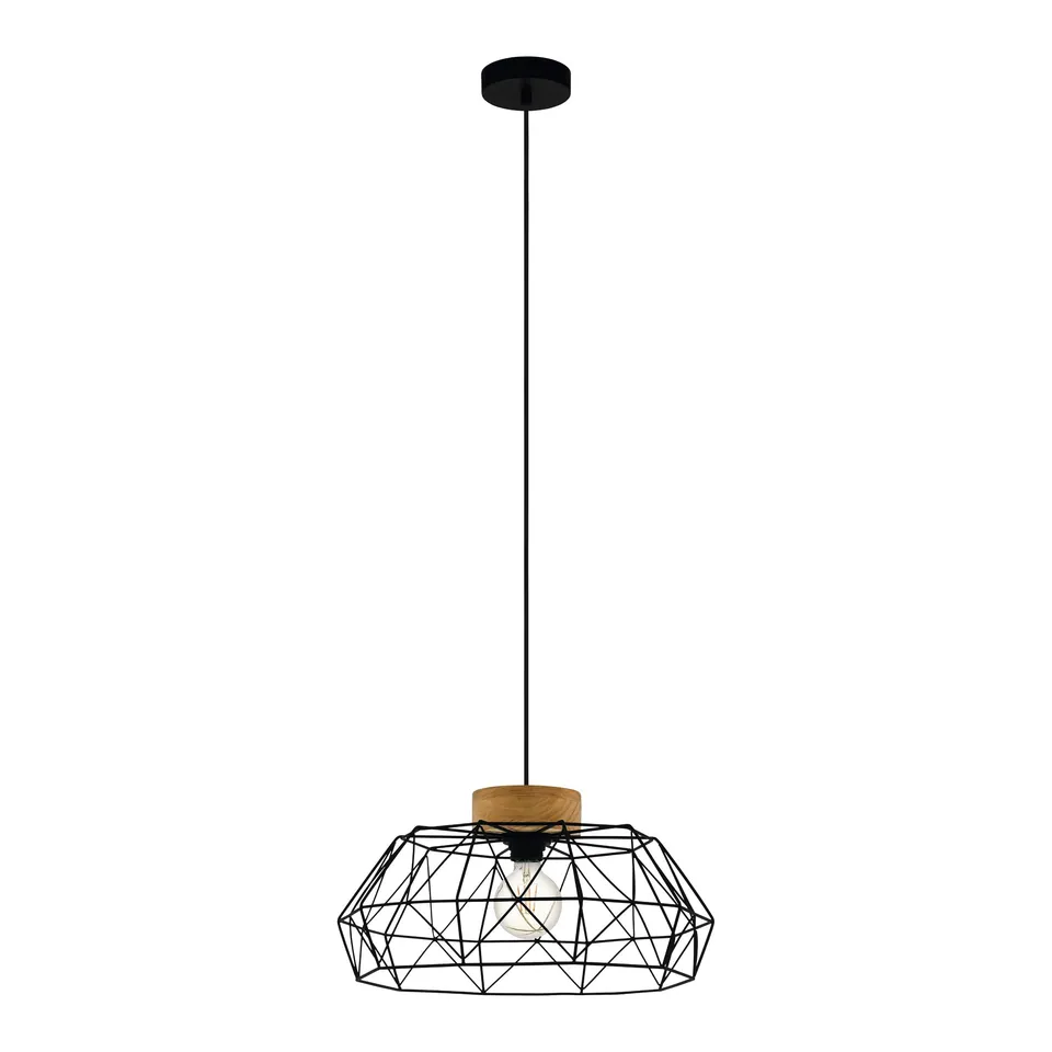 eglo-padstow-pendelleuchte-vintage-industrial-schwarz-holz-e27-44-5-cm image 1