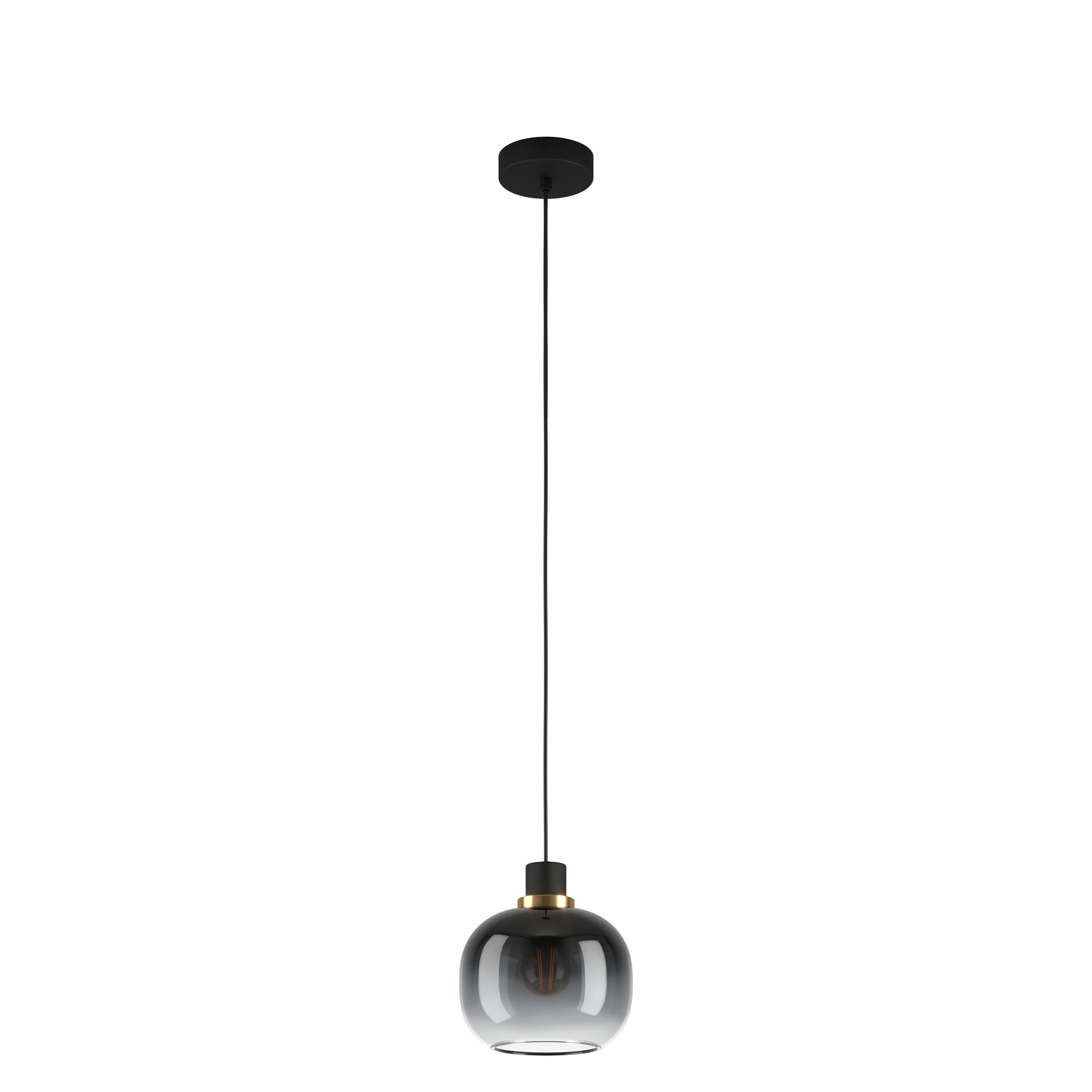 eglo-oilella-h-ngelampe-e27-rauchglas-19-cm-schwarz-messing image 1