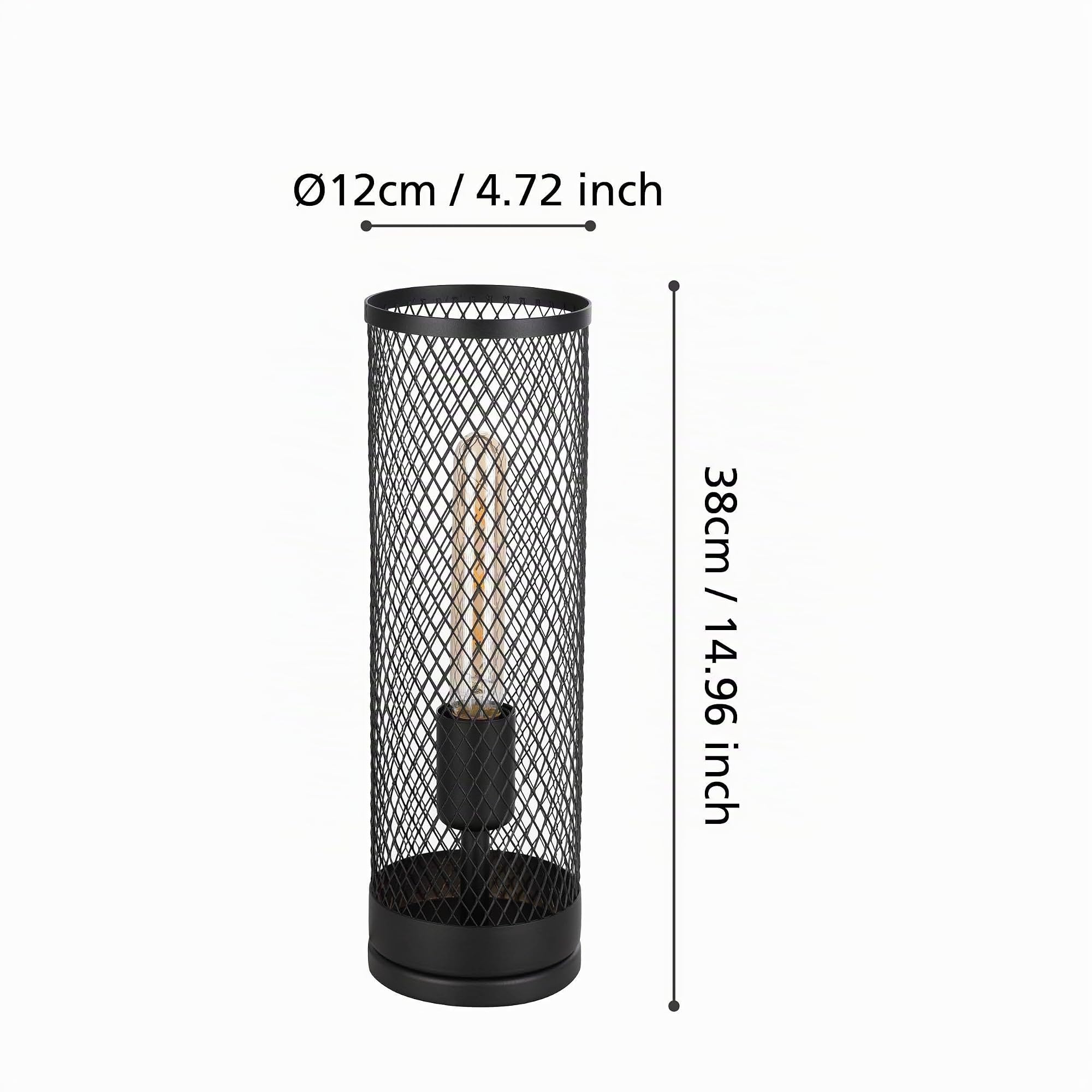 eglo-redcliffe-tischlampe-industrial-schwarz-e27-metall-gitter-38-cm image 4