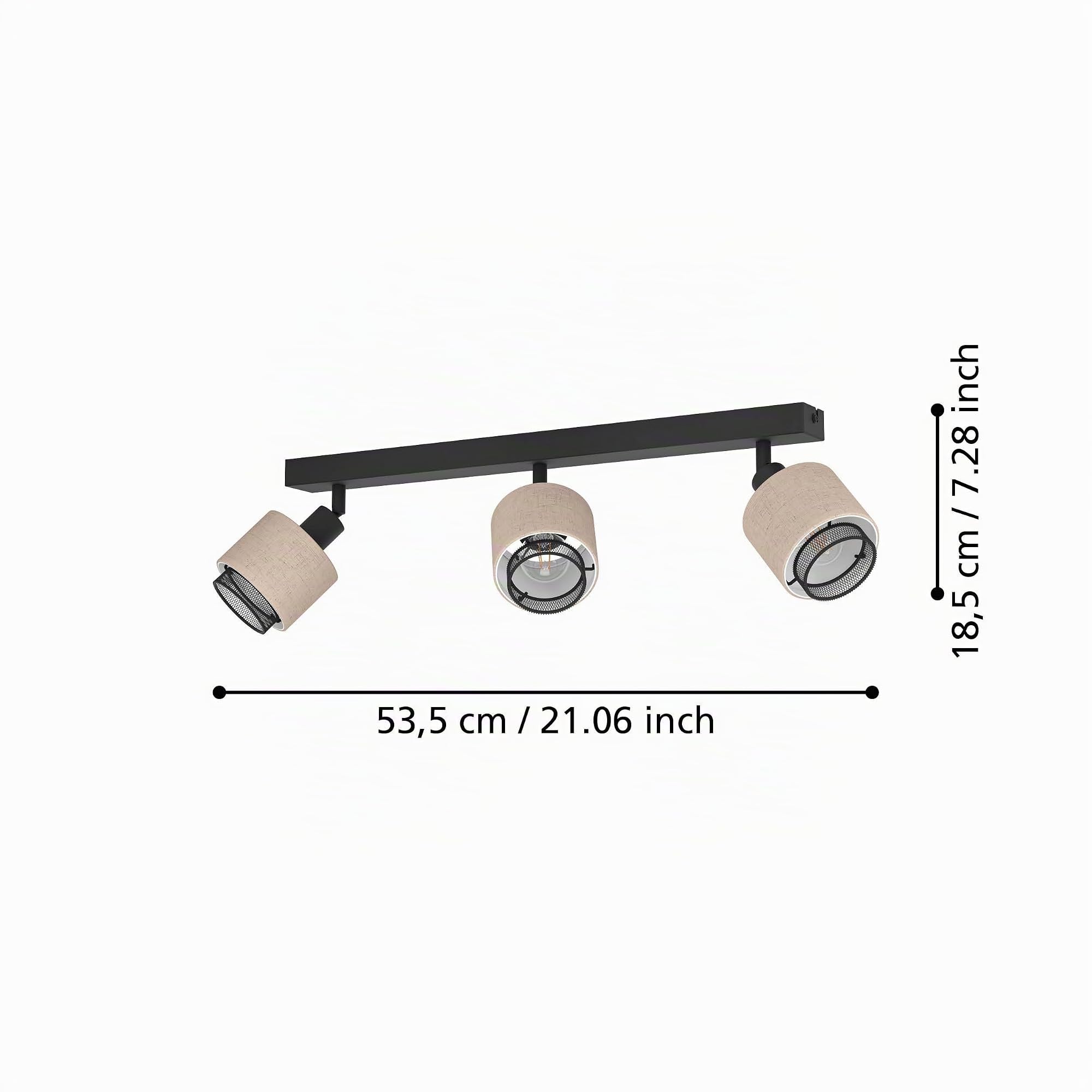 eglo-rosley-3-fach-deckenstrahler-deckenlampe-e14-schwenkbar-textil-natur-metall image 6