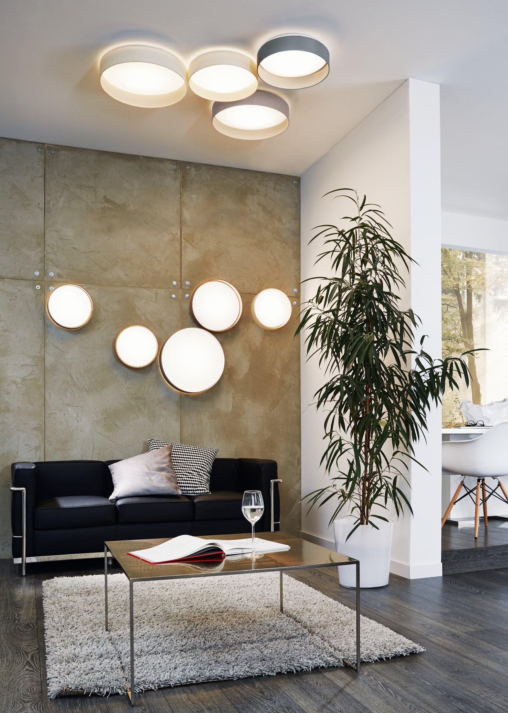 eglo-palomaro-led-deckenlampe-stoff-taupe-rund-warmwei image 4