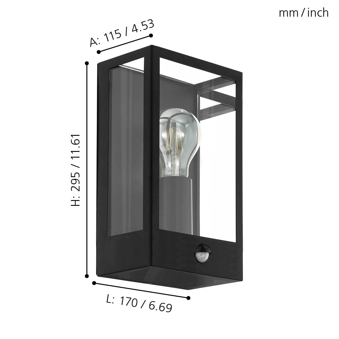 eglo-alamonte-1-flammige-au-en-wandlampe-schwarz-mit-bewegungsmelder-und-d-mmeru image 5