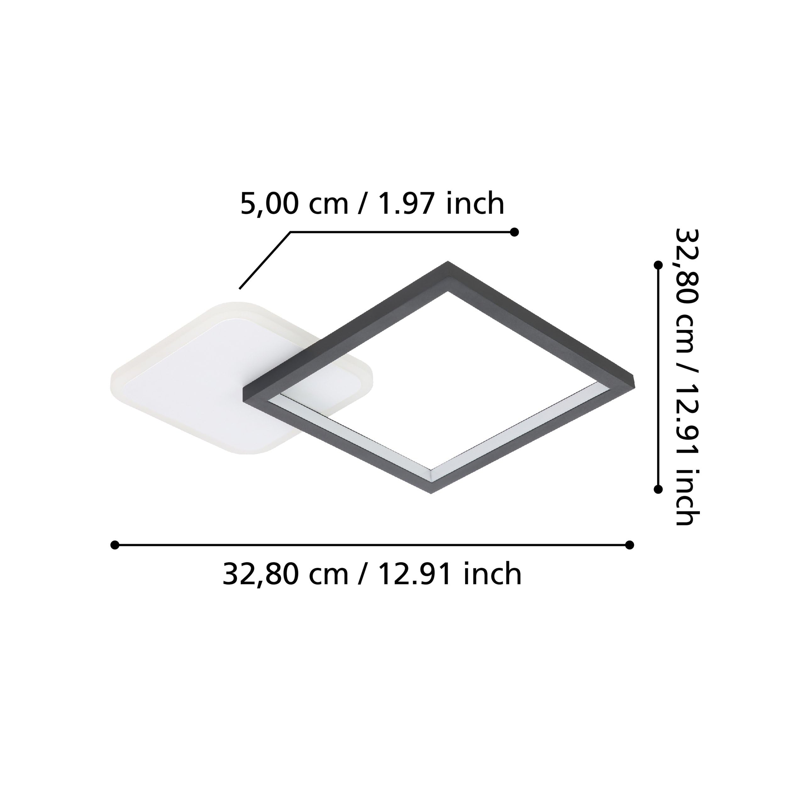 eglo-gafares-dimmbare-led-deckenleuchte-33x33cm-mit-fernbedienung-wei-schwarz image 7