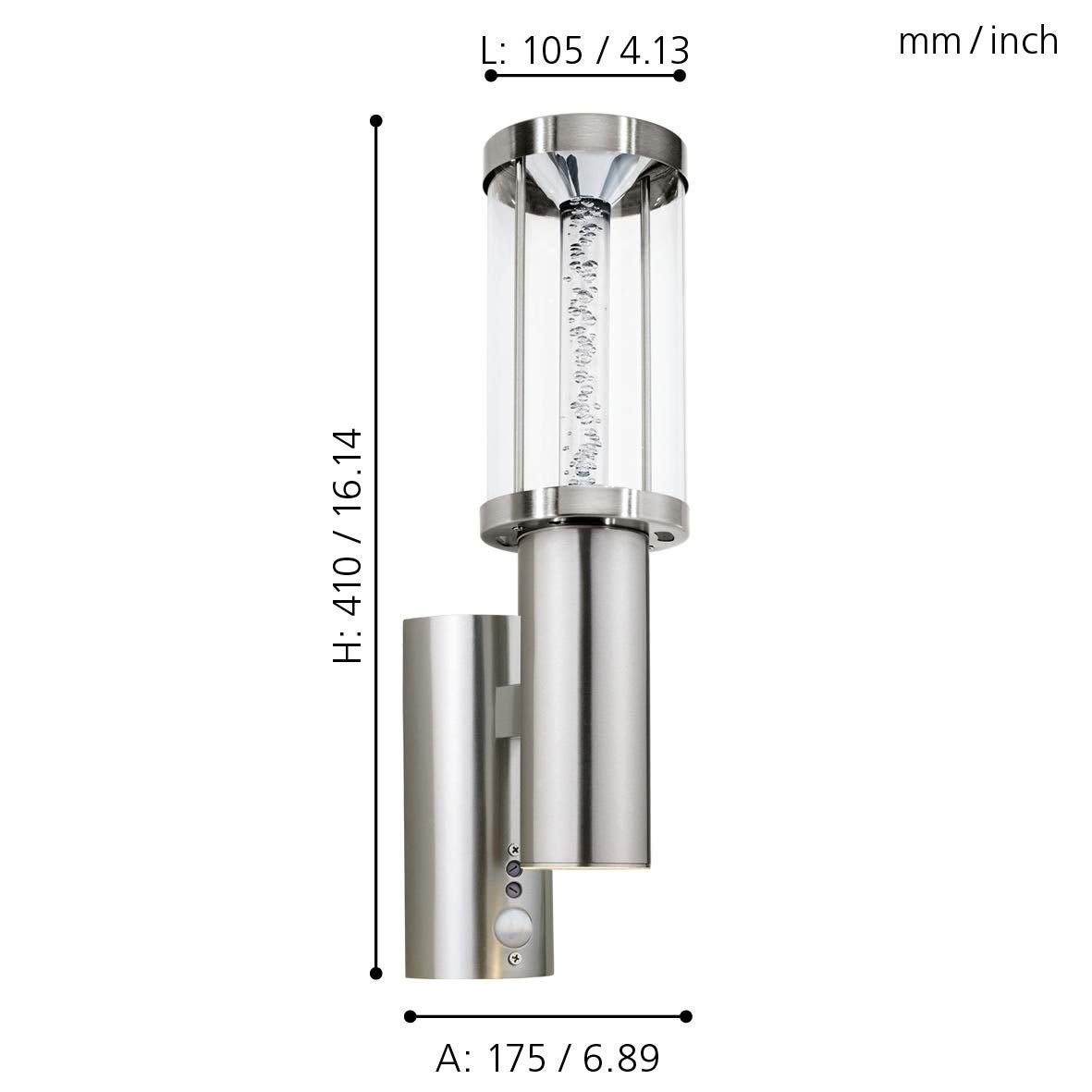 eglo-trono-stick-2-flammige-au-en-wandlampe-mit-bewegungsmelder-silber-gu10-ip44 image 5