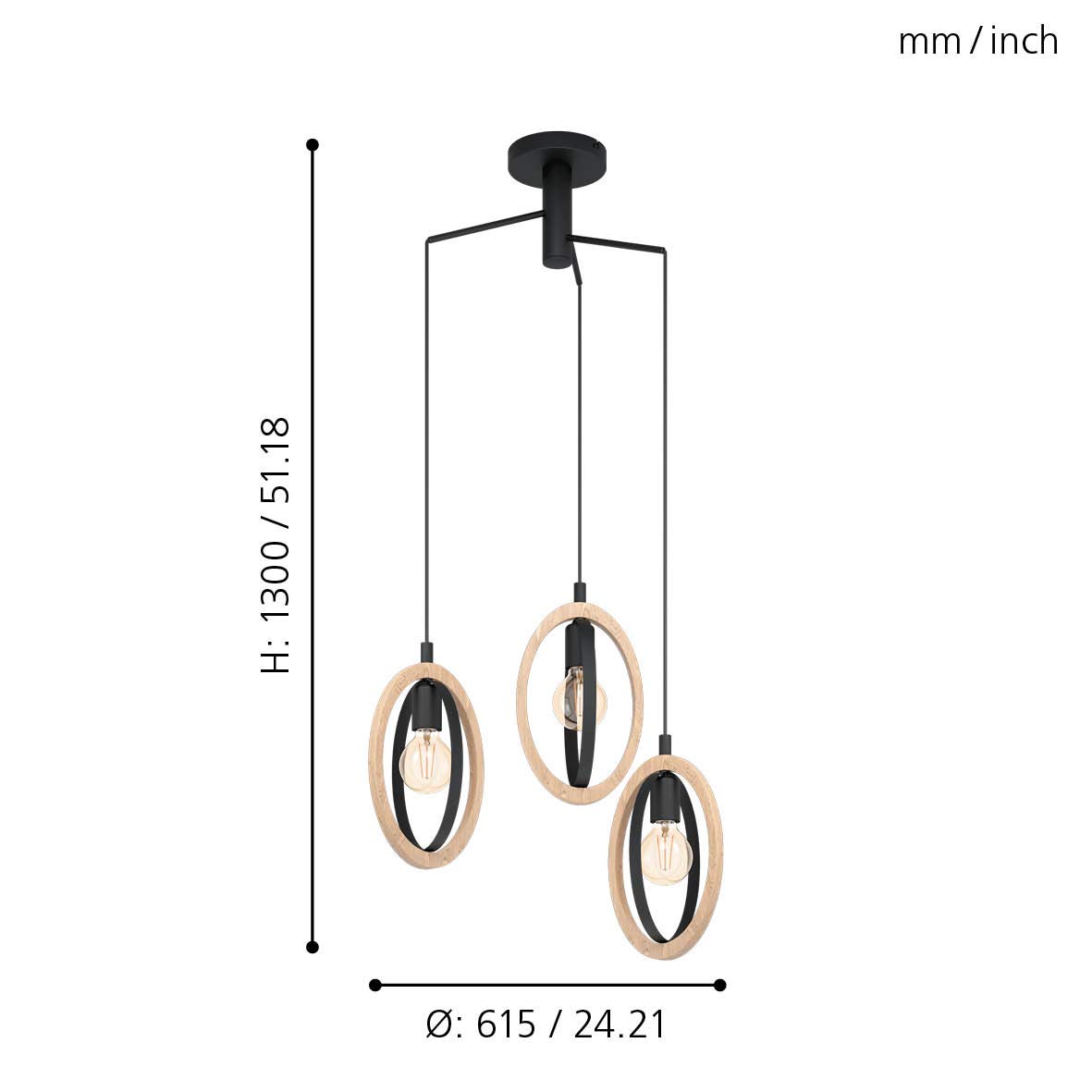 eglo-basildon-pendelleuchte-3-flammig-vintage-industrial-schwarz-natur-61-5-cm image 3