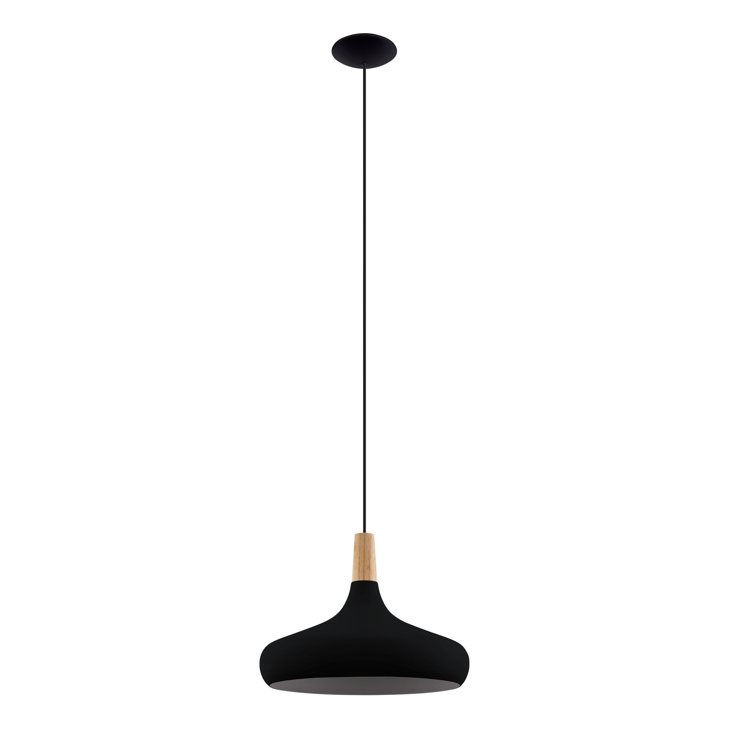 eglo-sabinar-pendelleuchte-esstischleuchte-metall-schwarz-holz-natur-e27-40-cm image 1