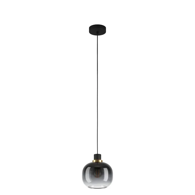 eglo-oilella-h-ngelampe-e27-rauchglas-19-cm-schwarz-messing image 1