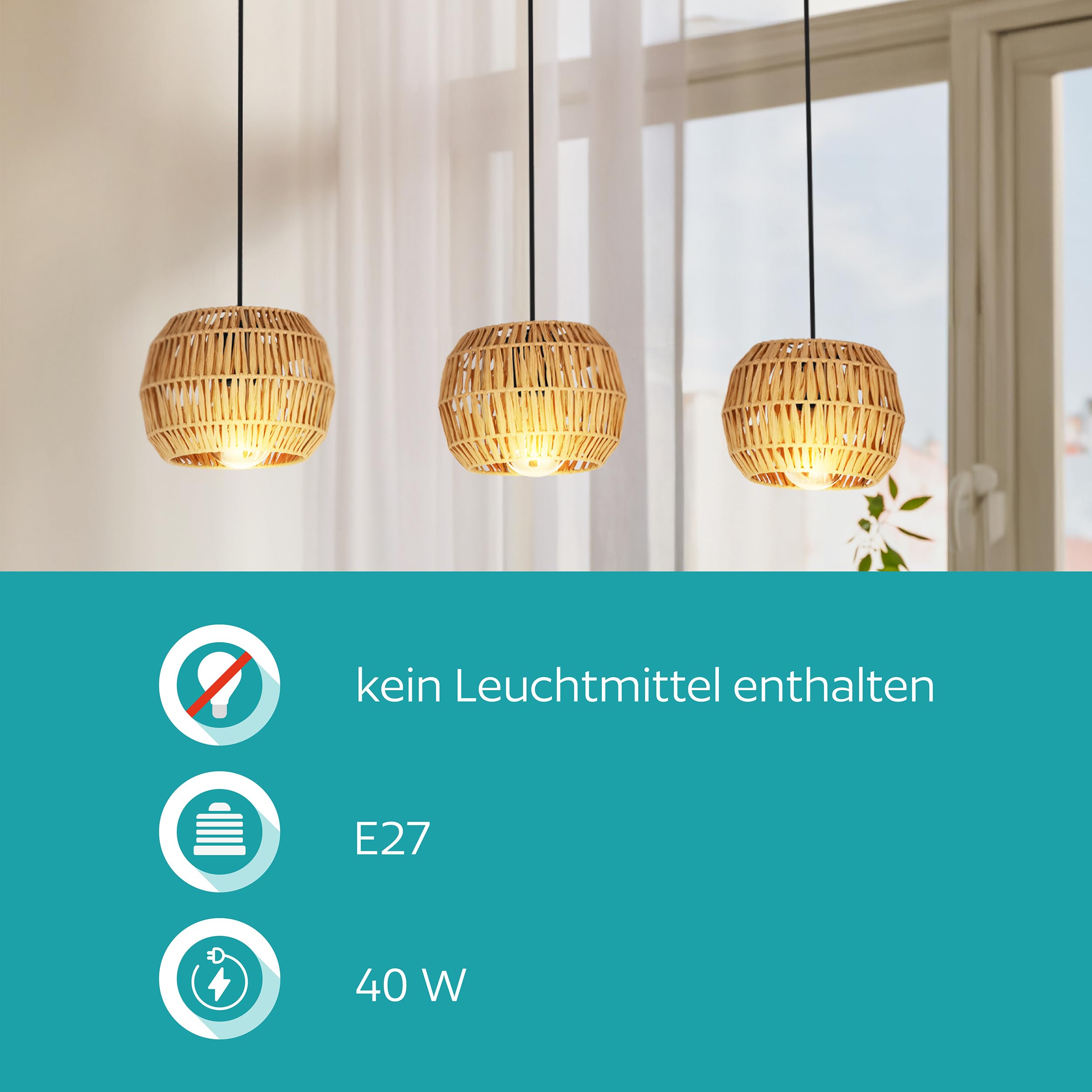 eglo-sheldon-3-flammige-pendelleuchte-91-cm-boho-bast-e27-schwarz image 4