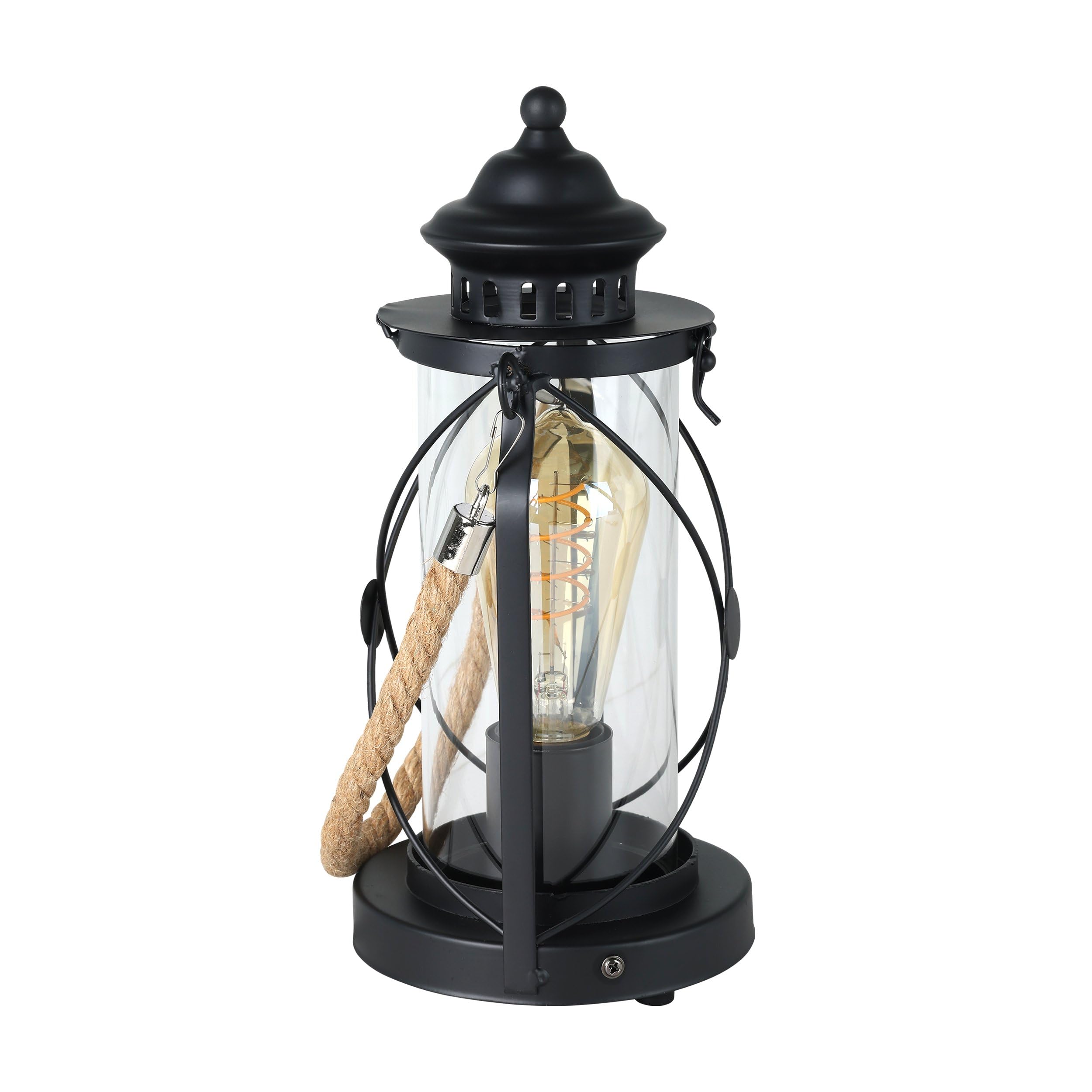 eglo-bradford-tischlampe-vintage-laterne-schwarz-glas-e27 image 2