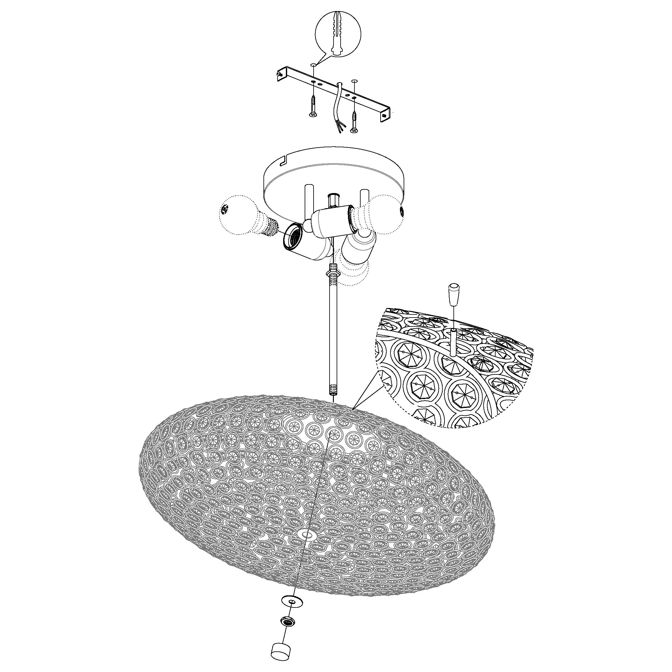 eglo-clemente-deckenleuchte-3-flammig-chrom-kristall-e27-45-cm image 4