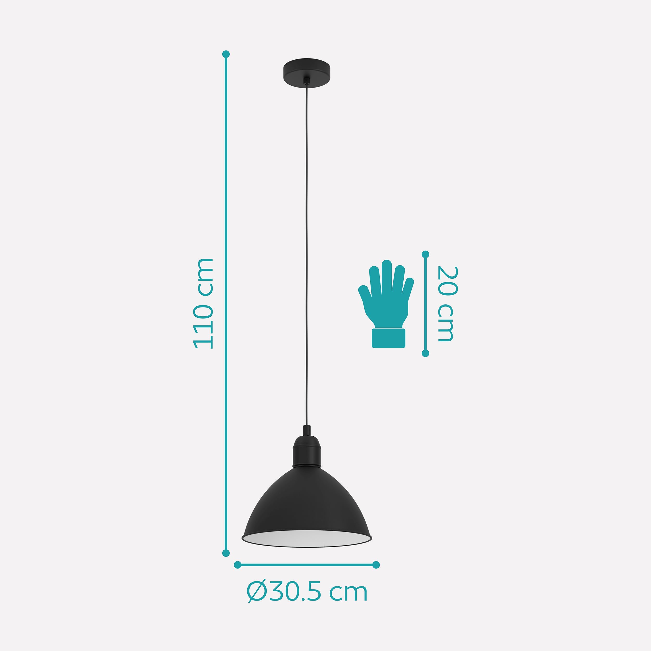 eglo-priddy-pendellampe-30-5-cm-metall-schwarz-wei-e27 image 5