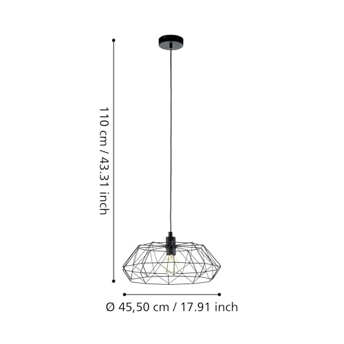 eglo-carlton-2-vintage-pendelleuchte-e27-drahtschirm-45-5cm-schwarz image 6