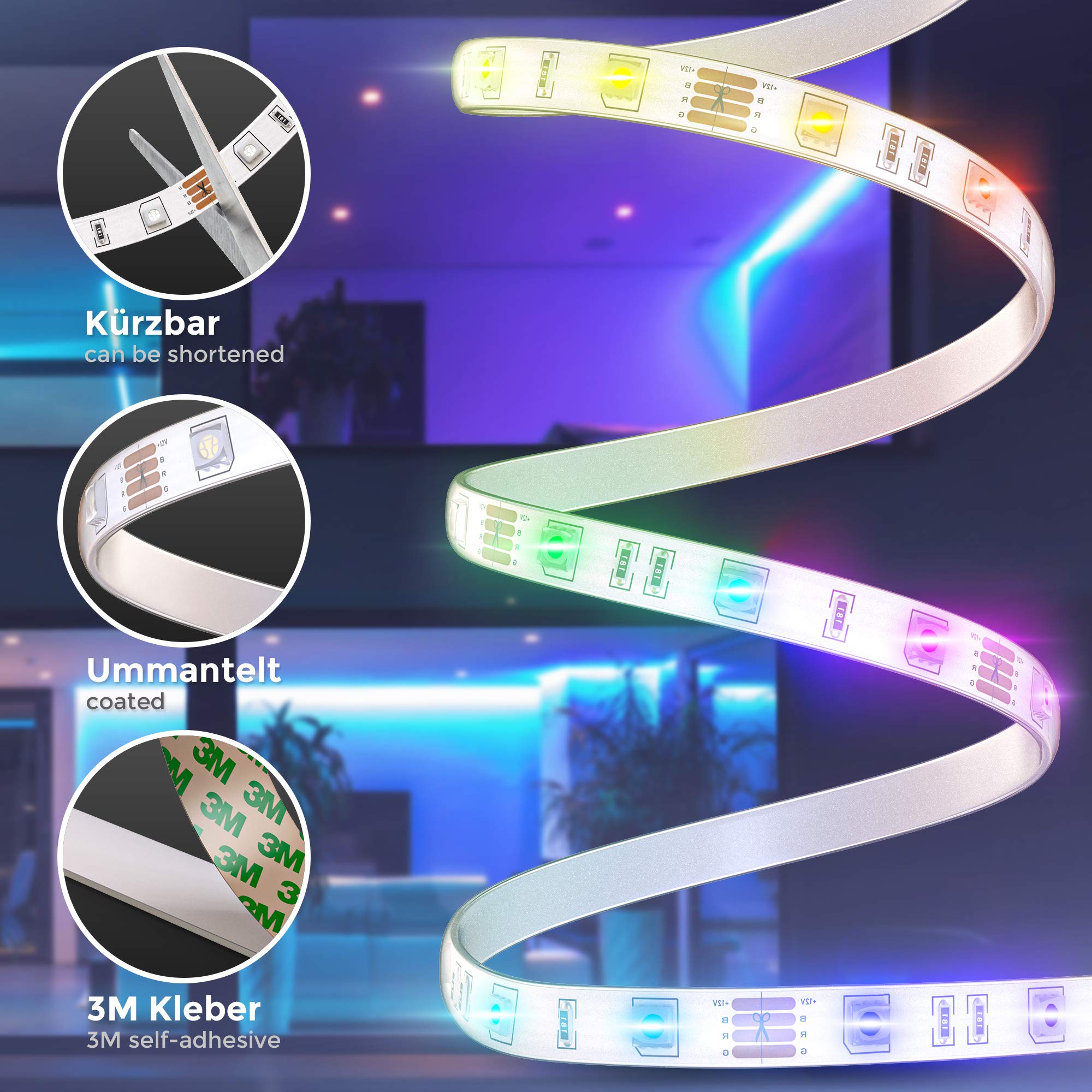 briloner-b-k-licht-led-strip-silikon-3m-rgb-mit-fernbedienung-dimmbarer-selbstkl image 3