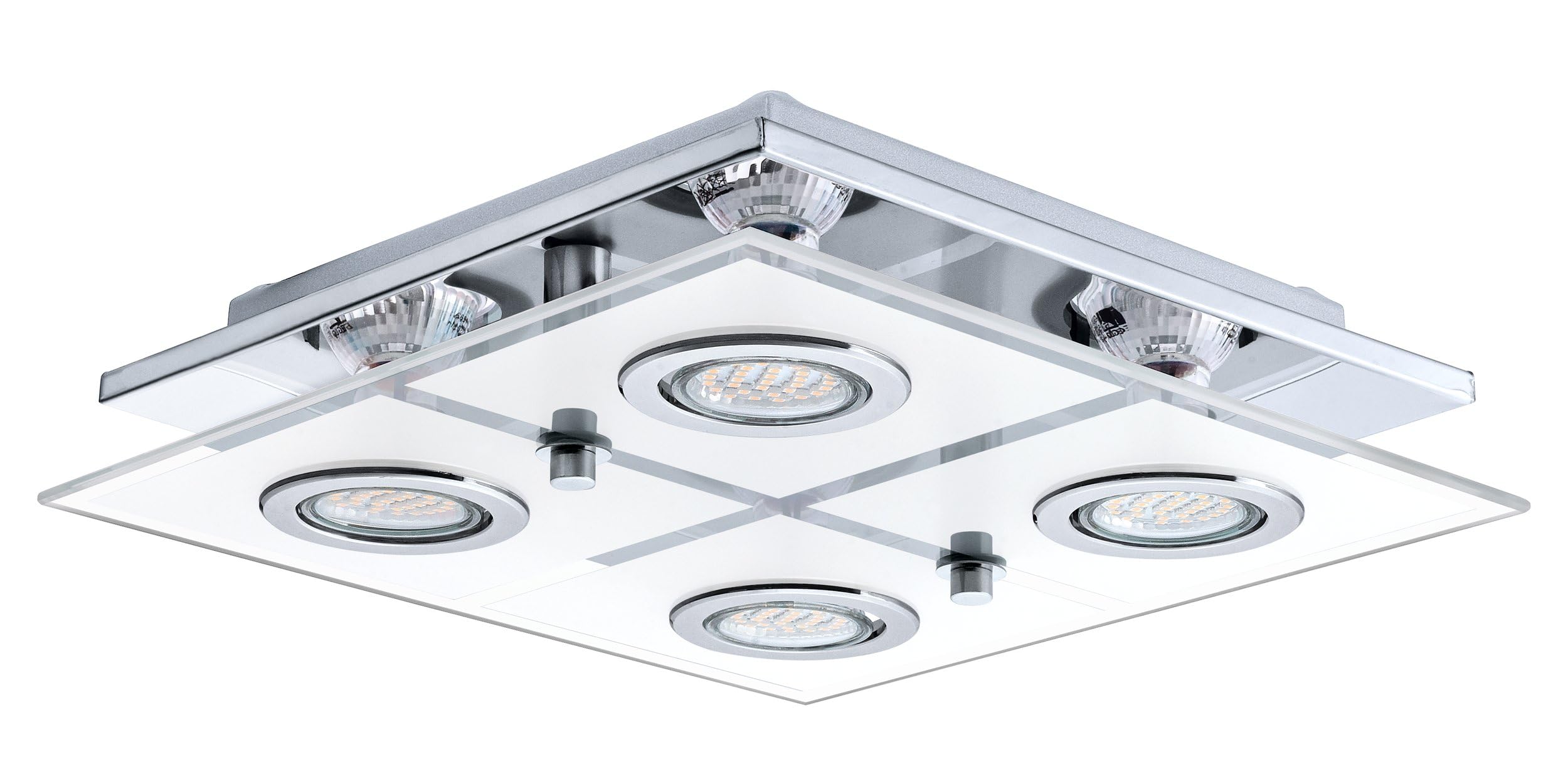 eglo-deckenlampe-cabo-4-flammig-led-deckenleuchte-gu10-edelstahl-mit-glas-wei-29 image 1