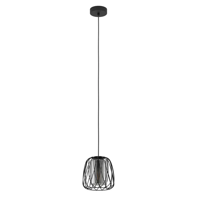 eglo-floresta-pendelleuchte-e27-schwarz-mit-rauchglas-19-5-cm-h-he-110-cm image 1