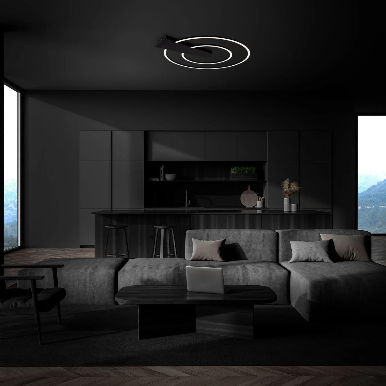 briloner-led-deckenleuchte-rund-schwarz-49-5cm-dimmbar-25w-3000-lumen image 2