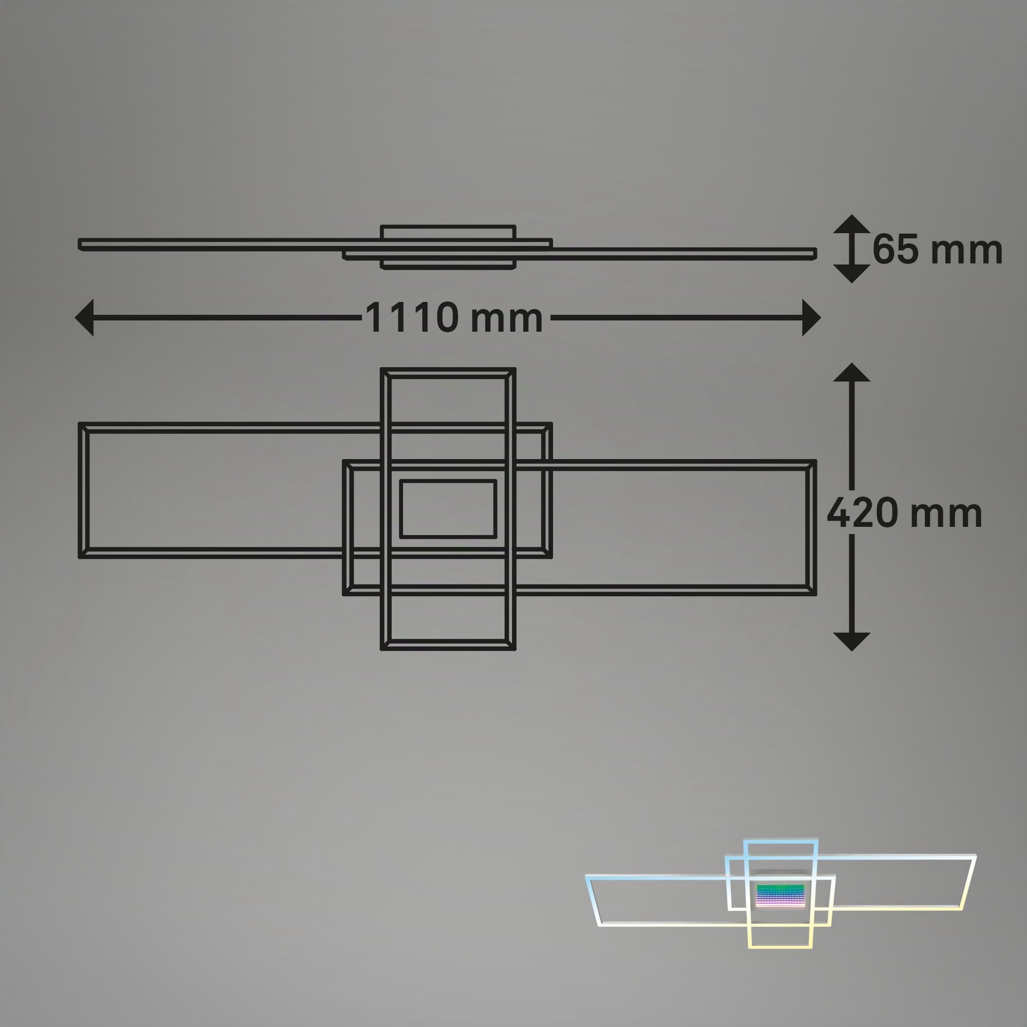 briloner-led-deckenlampe-infinity-spiegel-3d-tunneleffekt-dimmbar-110x42-cm-alu image 8