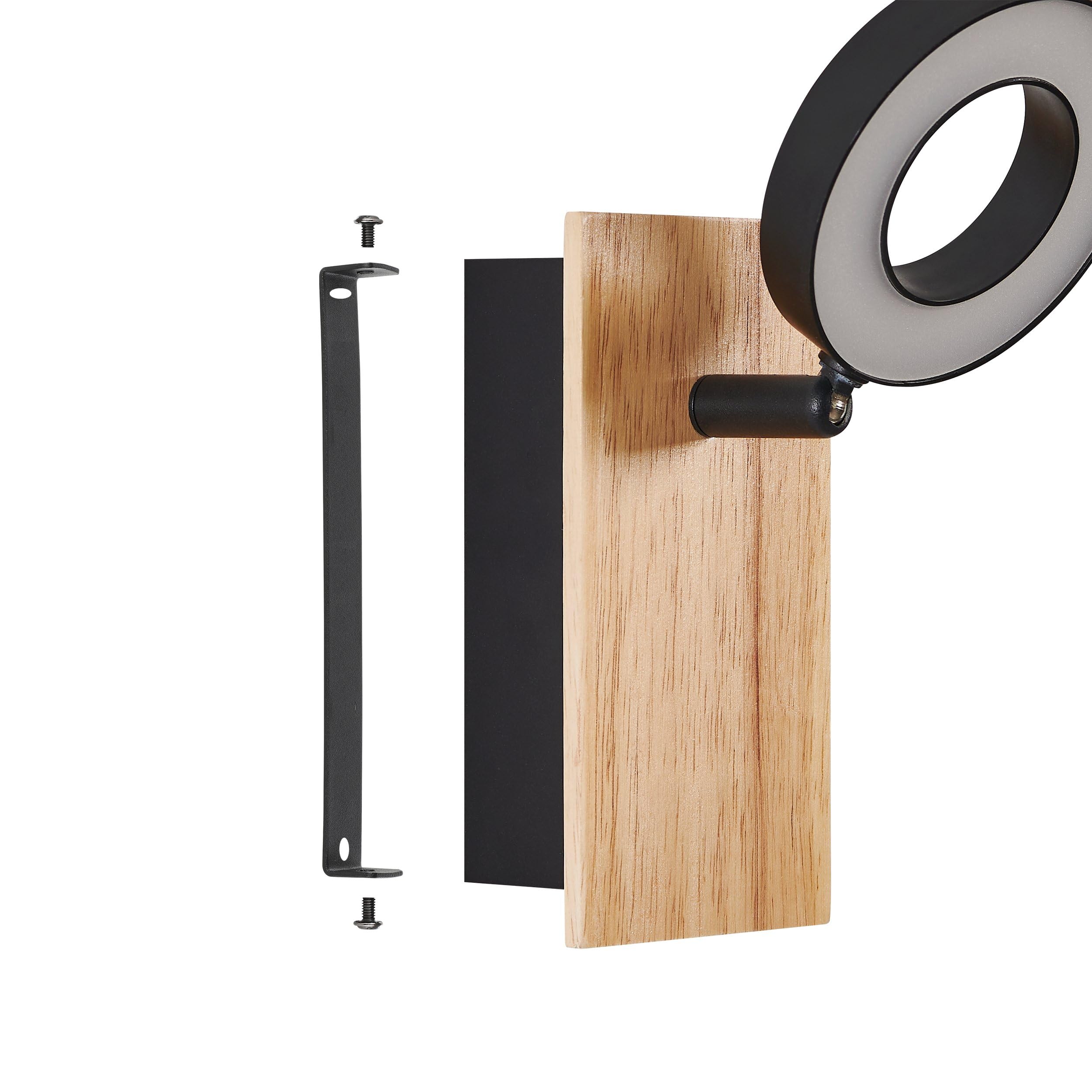 eglo-rielves-led-wandleuchte-schwenk-spot-holz-schwarz-4-2w-3000k image 6