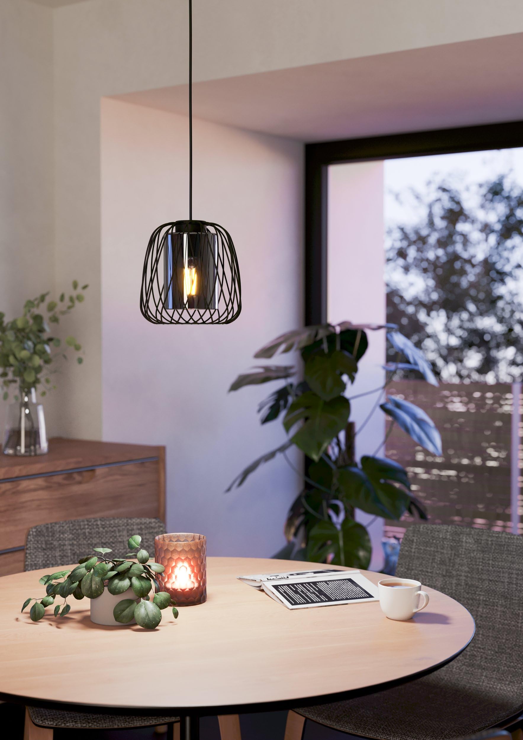 eglo-floresta-pendelleuchte-e27-schwarz-mit-rauchglas-19-5-cm-h-he-110-cm image 3