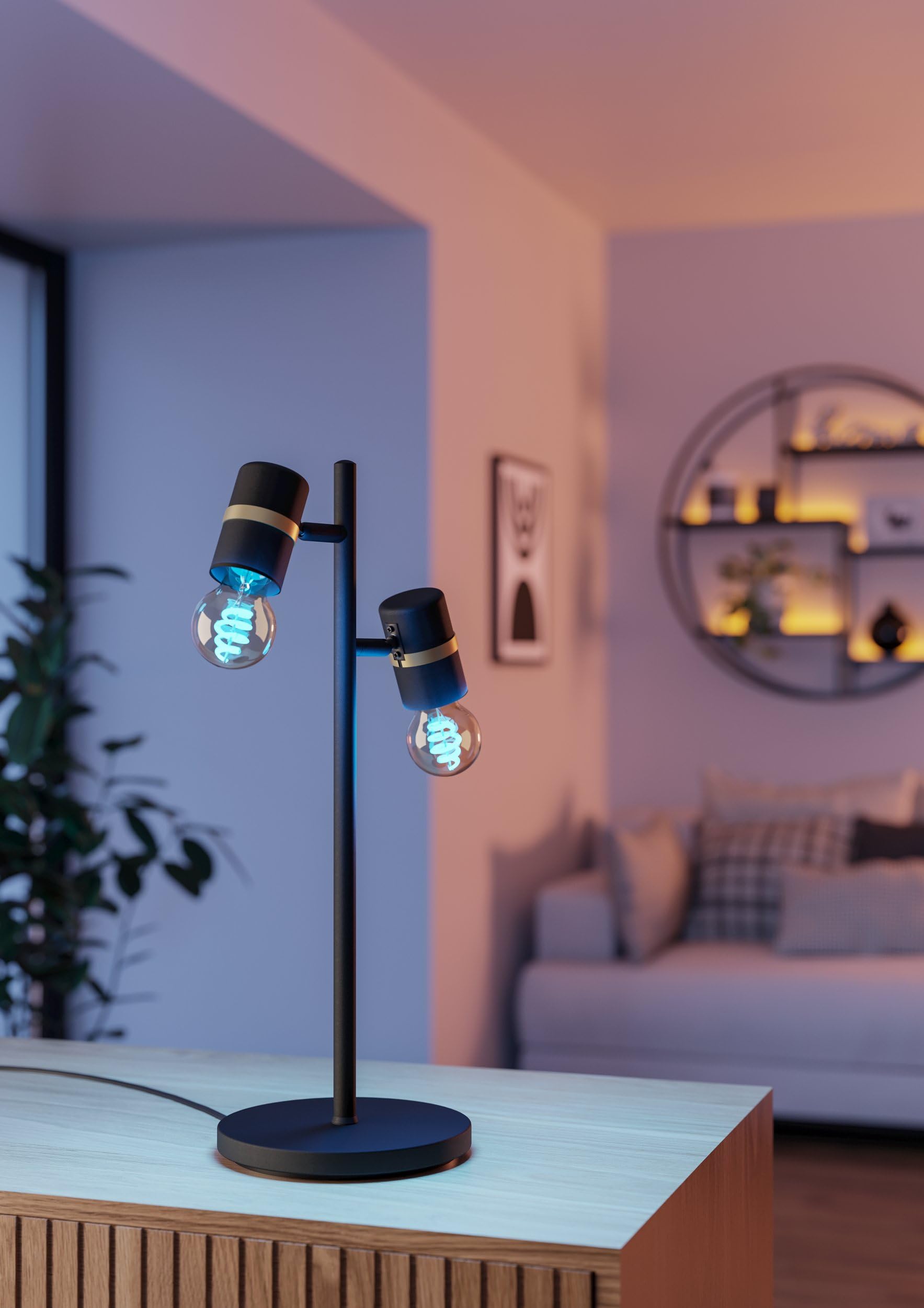 eglo-lurone-tischlampe-2-flammig-schwarz-messing-e27 image 2